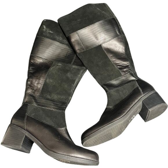Clarks Patchwork Leather Boots Size 7 M Nevella Nova Western‎ Suede Knee High - Picture 1 of 7